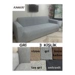 kanway Düz Jakarlı 3 Kişilik Kanepe Örtüsü / Lastikli Koltuk Örtüsü / Çekyat Örtüsü / Koltuk Kılıfı