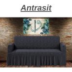 Kanway Jakarlı 3 Kişilik Koltuk Örtüsü. Lastikli, Esnek, Yıkanabilir Koltuk, Kanepe, Çekyat Kılıfı - 180 x 230 cm - Antrasit
