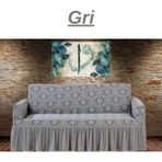 Kanway Jakarlı 3 Kişilik Koltuk Örtüsü. Lastikli, Esnek, Yıkanabilir Koltuk, Kanepe, Çekyat Kılıfı - 180 x 230 cm - Gri