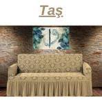 Kanway Jakarlı 3 Kişilik Koltuk Örtüsü. Lastikli, Esnek, Yıkanabilir Koltuk, Kanepe, Çekyat Kılıfı - 180 x 230 cm - Taş Rengi