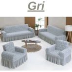 Kanway Jakarlı 3+3+1+1 Koltuk Takımı Örtüsü. Lastikli, Esnek, Yıkanabilir Koltuk, Kanepe, Çekyat Kılıfı - 180 x 230 cm - Gri