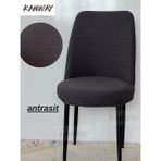 Kanway Jakarlı Kumaş Oval Lastikli Sandalye Kılıfı. - 40 x 55 cm - Antrasit