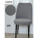 Kanway Jakarlı Kumaş Oval Sandalye Kılıfı. Lastikli, Yıkanabilir, Esnek Sandalye Örtüsü. - 40 x 55 cm - Gri