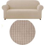 Kanway Likrali 3 Kişilik Lastikli Koltuk Kılıfı. Çekyat Koltuk Örtüsü Streç Esnek Kanepe Kılıfı - 180 x 230 cm - Vizon
