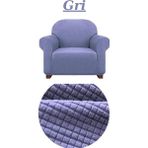 Kanway Likrali Streç Lastikli Esnek Kare Desen Berjer Tek Kişilik Kotuk Örtüsü Koltuk Kılıfı Bambu - 180 x 230 cm - Gri