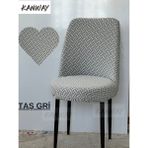 KANWAY Tuğla Desen Jakarlı Oval Sandalye Kılıfı. Lastikli, Esnek, Yıkanabilir Sandalye Örtüsü ( Kucuk Boy ) 1 Adett - 45 x 45 x 50 cm - Krem
