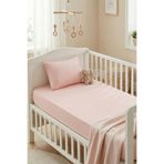 Kanz Bebek Lastikli Çarşaf Seti Ranforce %100 Pamuk 70x140+20 cm - Pudra