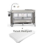 Kanz Sleepside +Plus Anne Yanı Park Yatak Gri - Yatak Hediyeli