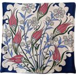 Kapadokya Hediyelik Dokuma Osmanlı Çini Motifli Yastık Kılıfı - 42x42 - Kırmızı - Mavi