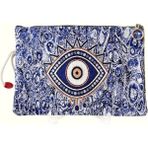 Kapadokya Hediyelik Özel Dokuma Otantik Desenli Portföy & Clutch Kadın El Çantası - Saks Mavi
