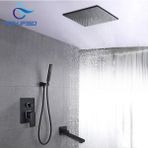 Kapadokya Style Banyo Bataryası Ankastre Duş Seti Mat Siyah 30 x 30 Tepe Duş Yeni Ürün