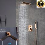 Kapadokya Style Banyo Bataryası Ankastre Duş Seti Rose Yeni Kare Model Sıva Altı Dahil 30 x 30 Tepe Duş 3 Yollu