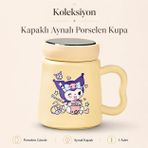 Kapaklı Aynalı Porselen Kupa, Baskılı, Sarı CGP-4311