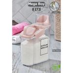 Kapaklı Çok Amaçlı 2 Lt Sıvı Toz Deterjan Saklama Kabı, Banyo Organizer - Seçenek 1 - Ahşap - Bej