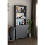 Kapaklı Çok Amaçlı Salon Dolabı 150x50x22 cm Raflı Kitaplık Dekoratif Depolama Ünitesi
