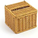 Kapaklı Hasır Peçetelik Kutu 13X13x9 Cm Doğal Rattan Peçete Saklama Kutusu