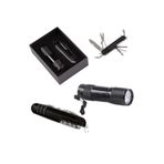 Kapaklı Kutusunda Siyah 7 Fonksiyonlu Çakı & 9 Led Metal El Feneri İkili Set (AÇIKLAMAYA BAKINIZ!!) PRS-5041S