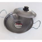 Kapaklı Paslanmaz Kavurma Sacı - Krom Çelik 1 No 25 CM + Ahşap Kaşık