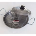 Kapaklı Paslanmaz Kavurma Sacı - Krom Çelik 3 No 35 CM + Ahşap Kaşık