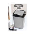 Kapaklı Plastik Çöp Kovası - Ev Ofis Banyo Mutfak Çöp Kovası Gri 10 Litre Gri