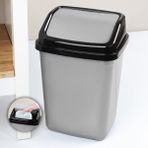 Kapaklı Plastik Çöp Kovası - Ev Ofis Banyo Mutfak Çöp Kovası Gri 10 Litre