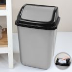 Kapaklı Plastik Çöp Kovası - Ev Ofis Banyo Mutfak Çöp Kovası Gri 30 Litre