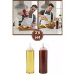 Kapaklı Şeffaf Yağdanlık Ve Sosluk 2’Li Set, Yağ Sirke Ketçap Mayonez Çikolata Şişesi 700 Ml 2 Adet