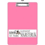 Kapaksız A4 1 Adet Renkli A4 Kapaksız Sekreterlik Klipsli Metal Mekanizmalı 80 Yaprak Kapasiteli Pembe