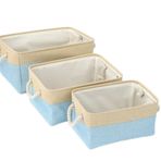 Kapaksız Katlanabilir Saklama Kutusu Dekoratif Kumaşlı Raflar ve Dolaplar için Kulplu 36x26x16 cm Mavi Ev Nizasyonu ve Yer Tasarrufu için İdeal