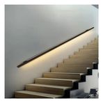 Kapalı Merdiven LED Merdiven Korkulukları, Merdiven Koridorları için Gece Işıklı Korkuluk, Alüminyum Duvara Monte Destek Çubuğu - Geçiş Aydınlatması (Siyah, 140 cm)