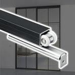 Kapalı/Dış Mekan Cep Kapıları için Özelleştirilebilir Sürgülü Kapı Donanım Kiti 120-600 cm Ray Sistemi 4/6/8 Makaralı Dolaplar ve Ahır Kapıları için İdeal (Siyah 6 Tekerlek)
