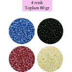 Kapamarka Dökme Cam Kum Boncuk (11/0) 2 mm - 4 Renk - Toplam 80 Gram - BNC401
