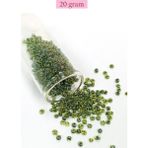 Kapamarka Dökme Cam Kum Boncuk (8/0) 3 Mm - 20 Gram - Şeffaf Alacalı Yeşil - Bnc171