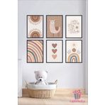 Kapbirhediye Bebek/çocuk Odası %100 Mdf Özel Tasarım Duvar Tablo Seti 6 Parça