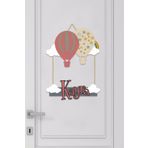 Kapbirhediye Isme Özel Bebek Odası Ahşap Kapı Süsü Balon (Krem & Pembe)