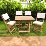 Kapella Katlanır Ahşap Bistro Set Bahçe Takımı 4 Sandalye 1 Masa Set Minder Hediyeli