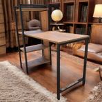 Kapella Lüks Çalışma Ofis Bilgisayar Masası Kitaplıklı 3 Raflı Ceviz 120 cm * 52 cm * 119 cm - 120*52*119 - Ahşap