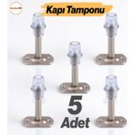 Kapı Stoperi 5 Adet Tamponu Gümüş Krom 8 cm Metal Kapı Durdurucu Tutucu Kapı Altı Üstü Kolu Stopu - 1