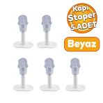 Kapi Stoperi Beyaz 8 Cm Metal Kapi Tamponu Durdurucu Tutucu Kapi Stopu Silikonlu 5 Adet