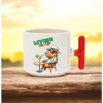 Kapibara Tatil Tasarımlı Kırmızı T Kulplu Seramik Baskılı Kupa Bardak 250 ml - 010 - Beyaz