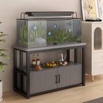 Kapılı 20-30 Galonluk Balık Tankı Masa Rafı, Köşe Için Çelik Çerçeveli Yetiştirici Teras Tutucu, Akvaryumlar Ve Teraryumlar Için Dekoratif Depolama Standı Rafı(Grey,50x35 cm (19 3/4 x 13 3/4"))