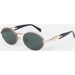 Kapin Claw Metal Detaylı Oval Unisex Güneş Gözlüğü - Gold Çerçeve Yeşil Cam
