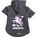 Kapişonlu Polar Sweatshirt Köpek ve Kedi Kıyafeti & Elbisesi - Antrasit Unicorn