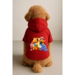 Kapişonlu Polar Sweatshirt Köpek ve Kedi Kıyafeti & Elbisesi - Kırmızı Winnie - XL