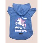 Kapişonlu Polar Sweatshirt Köpek ve Kedi Kıyafeti & Elbisesi - Mavi Unicorn