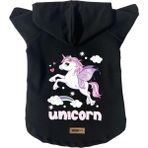 Kapişonlu Polar Sweatshirt Köpek ve Kedi Kıyafeti & Elbisesi - Siyah Unicorn
