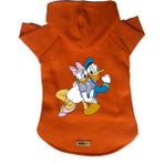 Kapişonlu Polar Sweatshirt Köpek ve Kedi Kıyafeti & Elbisesi - Turuncu Deysi & Donald - XS