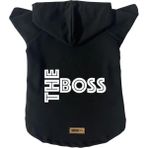 Kapişonlu Sweatshirt Köpek ve Kedi Kıyafeti & Elbisesi - Siyah The Boss