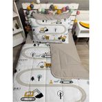 Kapitone Bej Kepçe 4 Parça Tek Kişilik Yatak Örtüsü Takımı Pamuk Geometrik Desenli Yumuşak Dolgu - 160 x 220 cm - Beyaz
