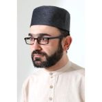 Kapitone Desenli Kadife Kalıp Namaz Takkesi Koyu Gri - 61